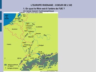 L'EUROPE RHENANE : COEUR DE L'UE 1. En quoi le Rhin est-il l'artère de l'UE ?  Un large bassin hydrographique  