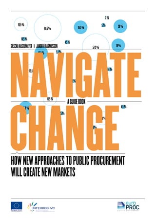7%
     16,5 %                                                                                   5%              20 %
                                    60,5 %                               16,5 %

        16,5 %
                                                         4,5 %




Navigate
SaScha haSelmayer | Jakob h raSmuSSen                                              57,3 %                    19 %
                           17,2 %              5,1 %



                  15,8 %                                                                             5,4 %


                                                                 4,9 %




chaNge
                                      15,5 %
                                                           a guide book
         15,9 %                                                                                                     4,5 %
                                                16,5 %
                                                                                            15,8 %

                                                                                  3,8 %




how new approacheS to public procurement
will create new marketS
 