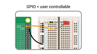 Flash LED with RPi.GPIO
from RPi import GPIO
from time import sleep
GPIO.setmode(GPIO.BCM)
led = 2
GPIO.setup(led, GPIO.OU...