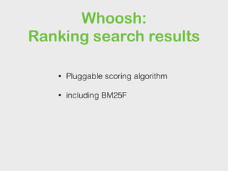 Results
Python  
clients
Python 3
Django 
support
elasticsearch-py 
elasticsearch-dsl-py 
elasticsearch-py-
async
YES
hays...