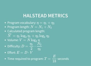 Halstead Metrics Example Euro python 2015 writing quality code | PDF