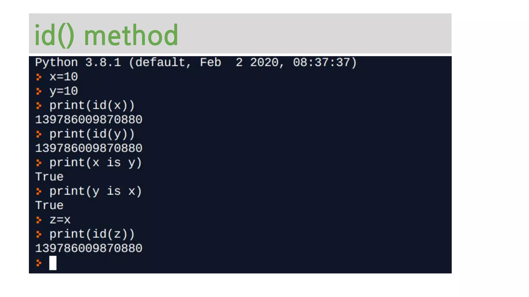 id() method
 