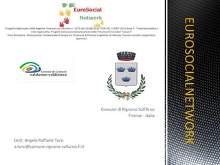 Comune di Rignano Sull’Arno Firenze - Italia Dott. Angelo Raffaele Tursi [email_address] EUROSOCIALNETWORK TITOLO 