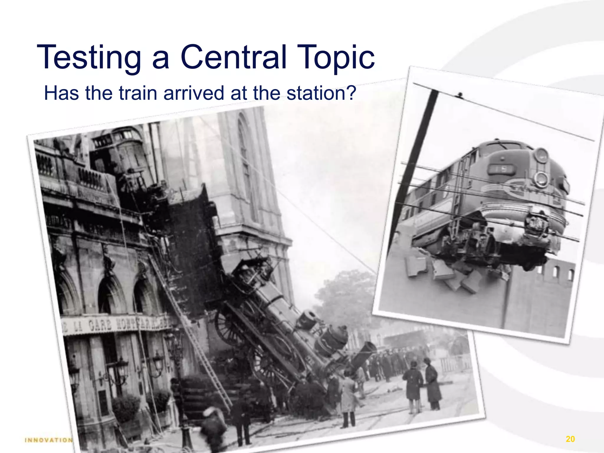 Testing a Central Topic
Has the train arrived at the station?
20
 