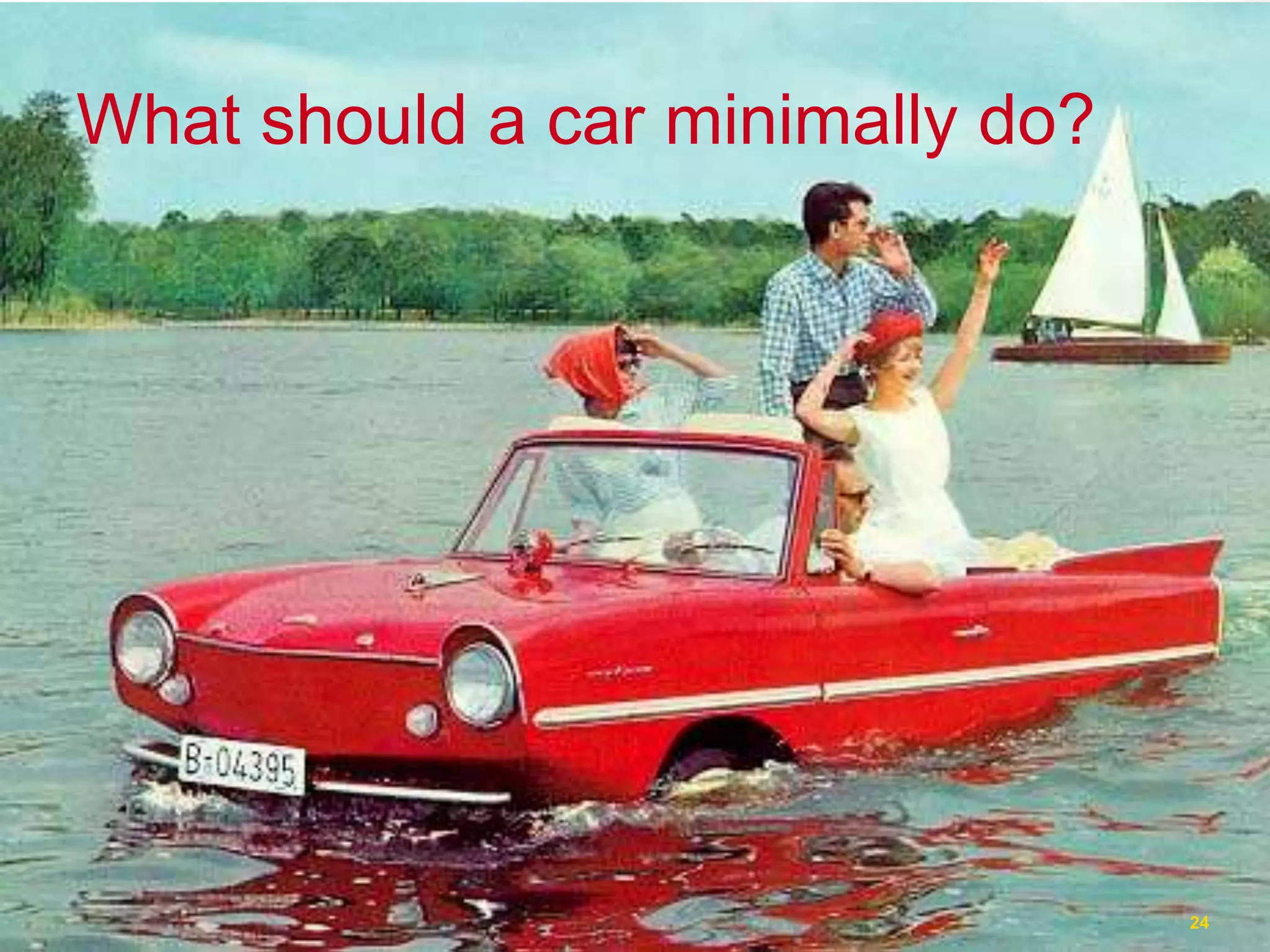 What should a car minimally do?
24
 