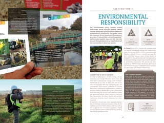 5 7
The Rosières-aux-Salines quarry received an
award from UNPG (France’s national aggregates
association) in the “partnership with local
communities” category. Also, the Muneville-le-
Bingard quarry, evaluated as part of the partnership
agreement with Muséum national d’Histoire
naturelle, has received numerous distinctions,
including the UNICEM charter (honorable mention
for biodiversity), the UNPG’s Grand Prix Biodiversité
(grand prize for biodiversity), and recognition from
UEPG (European Aggregates Association).
To save natural resources, Eurovia has
implemented its “Granulat+ approach” in the
Mediterranean region, which targets 3 main
objectives: re-use 100% of resources; provide
a full-service offer; and contribute to regional
development. This initiative was praised by our
industry at the 2013 edition of the Sustainable
Development Competition held by the European
Aggregates Association.
Exemplary quarries
Granulat+
FRANCE
FRANCE
O U R C O M M I T M E N T S
Environmental
responsibility
FRANCE Biodiversity awareness
11.4%
recycled aggregates
in our total 2013
production
7.7
million tons
of materials recycled
per year
Committed to green growth
In order to fight against climate change, we are
improving our energy efficiency. Since 2012, we
have been implementing “energy-CO2 emission”
dashboards at our sites. To date, over 60% of our
sites are equipped with this monitoring tool. Our
commitment in this regard is reflected in concrete
field action, including the implementation of practical
solutions based on assessments of our consumption
levels that take into account both statistical results
and qualitative findings: carbon footprint, monitoring
fuel consumption for heavy vehicles and worksite
machinery, reducing travel distances, and other
measures.
In response to increasingly scarce aggregate deposits
and increasingly expensive transport costs, we are
developing worksite waste-product collection, sorting,
and re-use. We are committed to providing positive
and eco-friendly solutions while maintaining operating
effectiveness and productivity.
Our environmental policy revolves around
three  major issues: the fight against climate
change; saving and recycling natural resources;
and preserving biodiversity. This global vision
encompasses the key sustainable development
principle of “acting locally and thinking globally”
and includes tangible measures that take into
account the expectations of our stakeholders and
the communities in which we operate.
In France, since 2011, Eurovia has complied with
the national biodiversity strategy and implemented
action (for the years 2012 to 2015) in partnership with
Muséum national d’Histoire naturelle (see page 49).
As a committed regional player, Eurovia wishes to
strengthen its many partnerships with local associations
bysharingknowledgeandpursuingascientificapproach
to biodiversity preservation. This process has been
rewarded by IDRRIM (Institut des Routes, des Rues et
des Infrastructures pour la Mobilité) (France’s institute
for roads, streets, and transport infrastructure).
59%
of our production
of aggregates
comes from ISO 14001
certified quarries
Eco-friendly driving
Since 2008, as part of its strategy to reduce fuel
consumption and greenhouse gas emissions, Eurovia
has been providing eco-friendly driving training to heavy-
vehicle drivers and machinery operators. This training
includes safety considerations and information for saving
fuelandreducingwear and tear ontyres.
In two years, we have trained more than 70% of Eurovia
managers in eco-friendly operation of asphalt-production
plants (100% by 2015) with a main objective in view: to
achieve 70 kWh of energy consumption per tonne of
asphalt produced – a 10% reduction – by 2015. Our
work targets three areas: technique (reducing production
temperatures), materials (investments to reduce
consumption),andproduction(good operatingpractices).
5 7
 