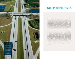 6 4
Orlando Paving a achevé
des travaux d’envergure
sur 7,2 km de l’autoroute 4,
un corridor névralgique
pour l’industrie du
transport et du tourisme
emprunté chaque jour
par plus de
160 000 véhicules.
Autoroute 4 entre Tampa
et Orlando (Floride)
ÉTATS-UNIS
NOS PERSPECTIVES
Eurovia anticipe une légère contraction de son activité en 2014.
En cette année d’élections municipales en France, les volumes de
travaux réalisés pour les collectivités locales devraient être moins
importants après l’achèvement de nombreux projets en 2013. L’activité
sera soutenue dans le domaine du ferroviaire par la montée en puissance
des chantiers de lignes à grande vitesse (LGV Est européenne et LGV
SEA Tours-Bordeaux). Elle devrait l’être aussi, à moyen terme, par les
travaux du Grand Paris et par ceux du Plan de relance autoroutier. Dans
les autres pays européens, l’activité devrait se maintenir à un niveau
élevé au Royaume-Uni, et continuer de se contracter en Allemagne et en
Pologne, sous l’effet des plans de réduction d’activité déjà engagés. Hors
de l’Union européenne, la tendance devrait être à la stabilité.
Le travail de fond engagé par Eurovia pour adapter ses structures sur les
marchés les plus impactés par la crise économique en Europe devrait
lui permettre d’améliorer ses marges par rapport au niveau de 2013. Les
réorganisations déjà réalisées, qui ont préservé pour l’essentiel l’outil
de production, permettront d’aborder dans de meilleures conditions
de compétitivité une éventuelle reprise des marchés. À long terme,
sur l’ensemble de ses marchés, Eurovia anticipe des tendances de
fond favorables au développement de son activité : besoins importants
en construction de nouvelles infrastructures de transport dans les
pays émergents, et en rénovation des infrastructures existantes
dans les économies matures ; urbanisation croissante des territoires
et déploiement de politiques de mobilité urbaine générant un flux
important de nouveaux projets. Le recours aux PPP, dans un contexte
de réduction des budgets publics, facilitera la réalisation de tels projets
et contribuera au développement de l’activité d’Eurovia. L’intensification
des synergies avec les autres divisions de VINCI sera un accélérateur
dans cette voie.
 