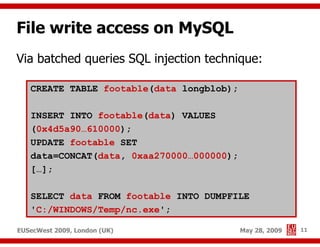 Advanced SQL injection to operating system full control (short version)