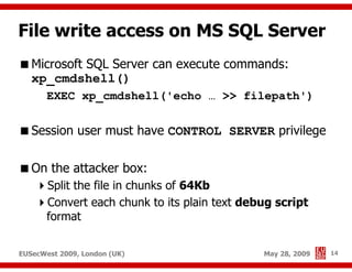 Advanced SQL injection to operating system full control (short version)