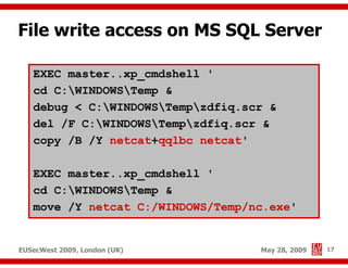 Advanced SQL injection to operating system full control (short version)