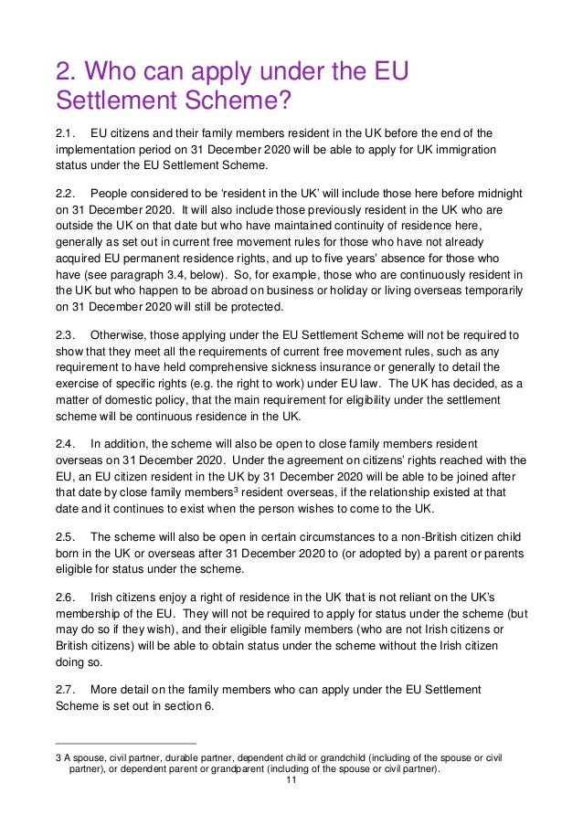 EU Settlement Scheme: Statement of intent