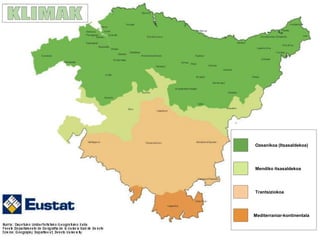 Ozeanikoa (Itsasaldekoa)
Mendiko itsasaldekoa
Trantsiziokoa
Mediterraniar-kontinentala
 