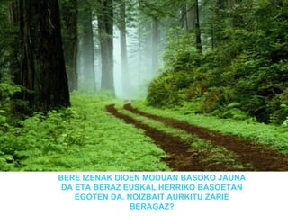 BERE IZENAK DIOEN MODUAN BASOKO JAUNA
 DA ETA BERAZ EUSKAL HERRIKO BASOETAN
    EGOTEN DA. NOIZBAIT AURKITU ZARIE
                BERAGAZ?
 