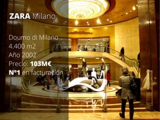 ZARAZARA MilanoMilano
●
Doumo di Milano
●
4.400 m2
●
Año 2002
●
Precio: 103M€
●
Nº1 en facturación
 