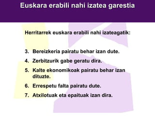 Euskara erabili nahi izatea garestia Herritarrek euskara erabili nahi izateagatik: Bereizkeria pairatu behar izan dute. Zerbitzurik gabe geratu dira. Kalte ekonomikoak pairatu behar izan dituzte. Errespetu falta pairatu dute. Atxilotuak eta epaituak izan dira. 