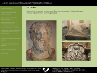 Material bat landu edo forma eman. Sistema zaharrena da. Artisautza lana da, material edo erreminta konkretu gabekoa. 4.GAIA  OSAGAIEN FABRIKAZIOAREN PROZESU ETA METODOAK Egileak: Ioritz Aginako, Izarne Elgezabal, Unai Etxebarria, Unai Jauregi, Iker Martínez, Gemma Martínez, Aitzol Perez, Ander Rodriguez 3.1. TAILATU 2. GARAPEN INDUSTRIALAREN  FAKTORE KLASIKOAK 3.  KONPOSAGAIEN PRODUKZIO SISTEMA BASIKOAK 4.  PRODUKZIO PROZESUEN ERRENDIMENDU ERLATIBOA 1. ERAIKUNTZA  PROZESU TRADIZIONAL ETA INDUSTRIALIZATUEN  ANALISI KONPARATIBOA 3. ELEMENTU AURREFABRIKATUEN GARRAIOA 4. LAGUNTZA BIDEAK OBRAN ERAIKUNTZA MUNTAIA MODURA 2. PROZESU HEZEAK EDO ERAIKUNTZA LEHORRA BIBLIOGRAFIA 1.OBRA ETA LANTEGIA 