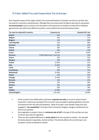 13
7) Value Added Tax and Corporation Tax in Europe
One important aspect of the single market is the continued freedom of ...