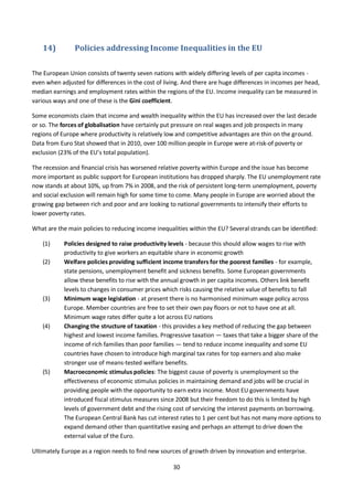 30
14) Policies addressing Income Inequalities in the EU
The European Union consists of twenty seven nations with widely d...