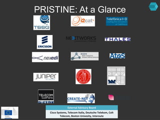 PRISTINE: At a Glance 
External Advisory Board 
Cisco Systems, Telecom Italia, Deutsche Telekom, Colt 
Telecom, Boston Univesity, Interoute 
 