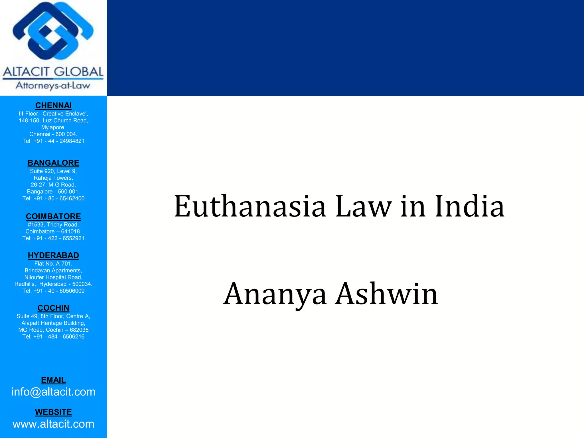 Euthanasia law in india PPT