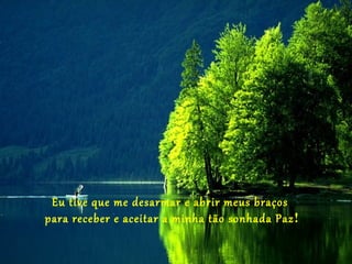 Eu tive que me desarmar e abrir meus braços
para receber e aceitar a minha tão sonhada Paz!
 