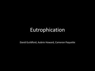 Eutrophication
David Guildford, Aubrie Howard, Cameron Paquette

 