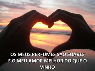 OS MEUS PERFUMES SÃO SUAVES E O MEU AMOR MELHOR DO QUE O VINHO 