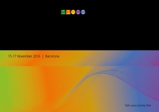 Connecting the smart community
15-17 November 2016 | Barcelona
Start your journey here
 