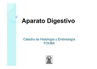 Cátedra de Histología y Embriología
FOUBA
Aparato Digestivo
 