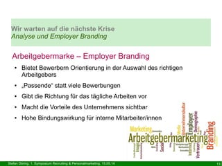 Stefan Döring, 1. Symposium Recruiting & Personalmarketing, 15.05.14 13
Arbeitgebermarke – Employer Branding
● Bietet Bewe...