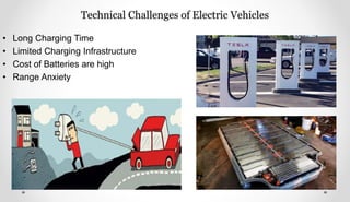 Technical Challenges of Electric Vehicles
• Long Charging Time
• Limited Charging Infrastructure
• Cost of Batteries are high
• Range Anxiety
 