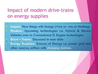 Impact of modern drive-trains
on energy supplies
 