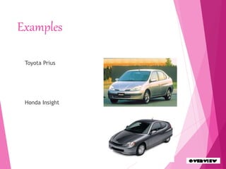 Examples
Toyota Prius
Honda Insight
 