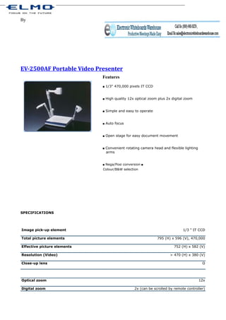 Elmo EV-2500AF Portable Video Presenter