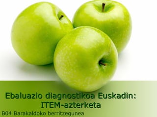 Ebaluazio diagnostikoa Euskadin: ITEM-azterketa B04 Barakaldoko berritzegunea 