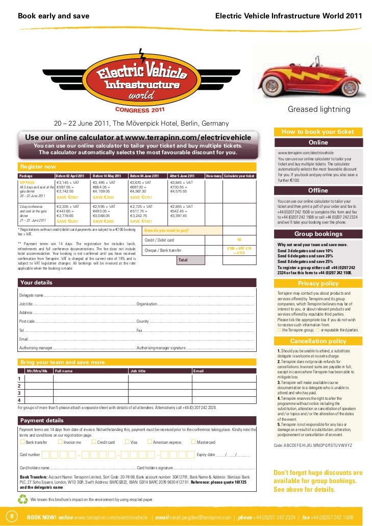 Electric Vehicle Infrastructure World 2011 Brochure