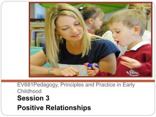 EV681Pedagogy, Principles and Practice in Early 
Childhood 
Session 3 
Positive Relationships 
 