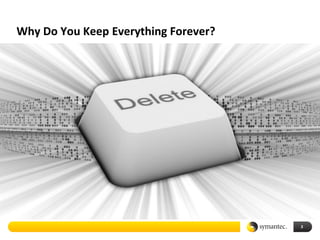 Why Do You Keep Everything Forever?




                                      3
 