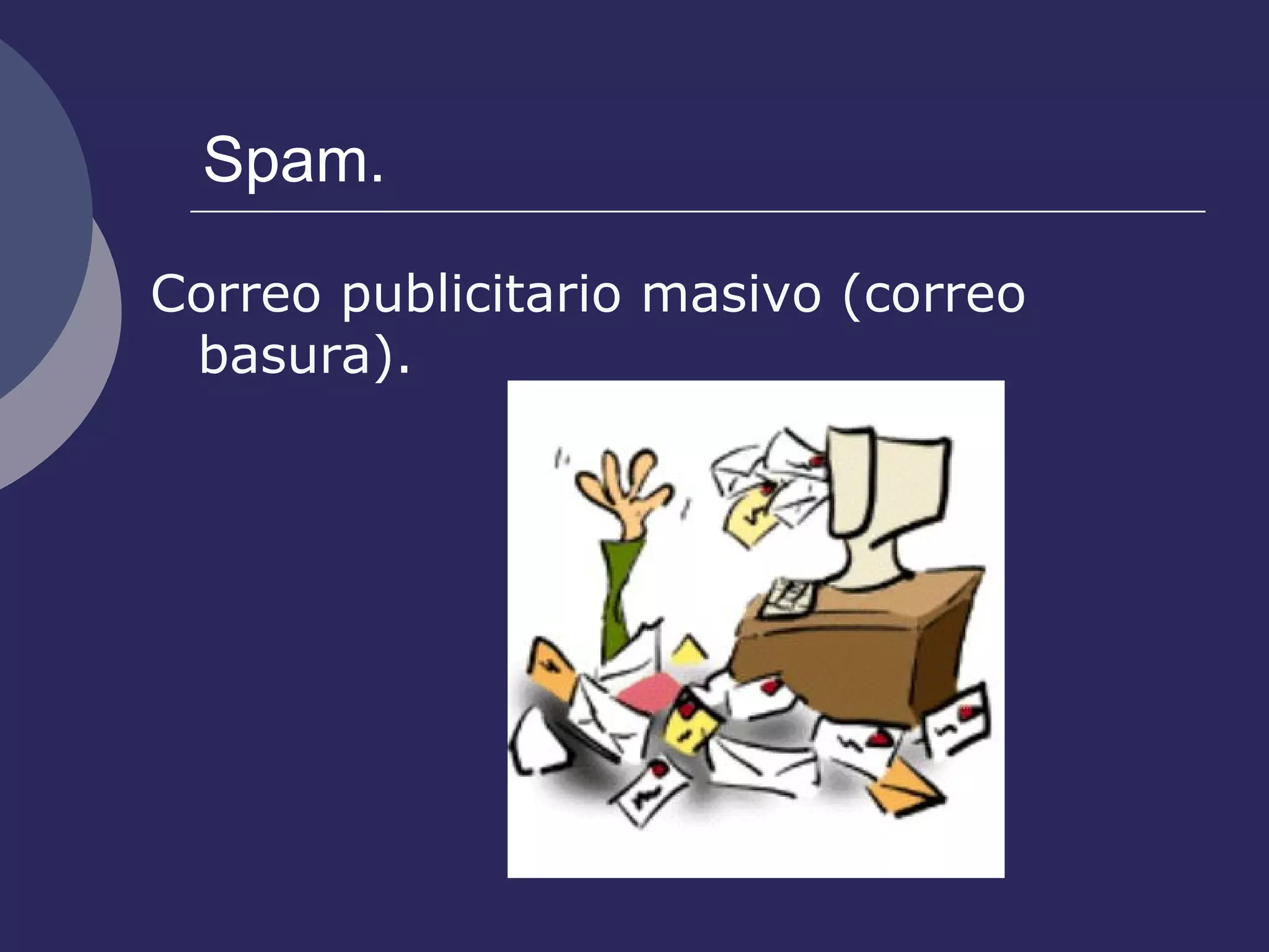 Spam. Correo publicitario masivo (correo basura).  