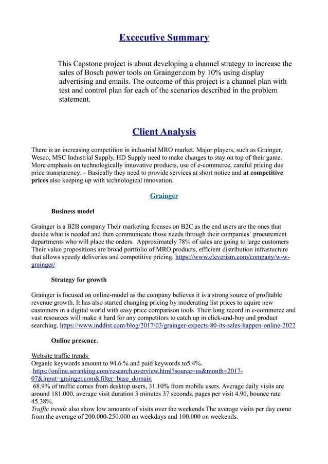 Digital Marketing Capstone Bosch/Grainger | PDF