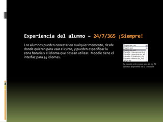 Gestión del curso - CalificacionesLa opción de las calificaciones ofrece una visualización de todas las calificaciones de los foros, tareas, diarios, cuestionarios, lecciones y del taller.  La escala de calificación aplicada en una actividad de aprendizaje se muestra, junto con un total acumulado, en una sola página.Los calificaciones se pueden descargar en Excel o en texto para su inclusión en un boletín electrónico externo.