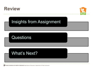 Review

  Insights from Assignment


  Questions


  What’s Next?
 