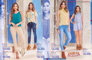 36 37
BLUSA BLUSA
BLUSA
S·M·L·XL S·M·L·XL
S·M·L·XL
29.990 26.990
42.990
Ref.41049 Ref.40660
Ref.40917
Material/Chalis Material/Chalis
Material/Chalis
8·10·12·14 8·10·12·14
49.990 39.990
Ref.200 Ref.31047
Drill/Taupé Material/índigo
BLUSA
S·M·L·XL
36.990
Ref.41048
Material/Chalis
8·10·12·14
49.990
Ref.31049
Material/Índigo
JEANJEANPANTALÓN
 