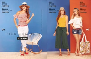 $74.990
$29.990
$49.990 $39.990
$39.990
$49.990
$16.990
L O O K C O M P L E T O
R E F 8 0 0 6
REF 41857
POPELINA
TALLAS S-M-L-XL
REF 6214 - BLANCO
DRILL
TALLAS 8-10-12-14
BLUSA
PANTALÓN
REF 31162 - MILITAR
CHALÍS
TALLAS 8-10-12-14
REF 42371
VISCOSA
TALLAS S-M-L-XL
PANTALÓN
BLUSA
REF 41984
POPELINA
TALLAS S-M-L-XL
REF 31160
ÍNDIGO
TALLAS 8-10-12-14
BLUSA
SHORT
BLUSA+PANTALÓN/APLICAPARAUNIDADESDISPONIBLES
0908
 