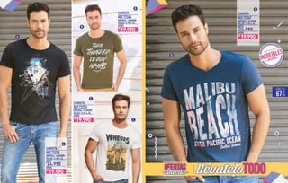 CAMISETA
MATERIAL / ALGODÓN
TALLAS / S-M-L-XL
ANTES
AHORA
REF.72267
24.990
D
D
A
B
C
$
CAMISETA
MATERIAL / ALGODÓN
TALLAS / S-M-L-XL
ANTES
AHORA
REF.72270
24.990
A
$
CAMISETA
CAMISETA
MATERIAL / ALGODÓN
MATERIAL / ALGODÓN
TALLAS / S-M-L-XL
TALLAS / S-M-L-XL
AHORA
AHORA
REF.72264
REF.72253
B
C
19.990$
19.990$
19.990$
19.990$
PÁG.
67
 