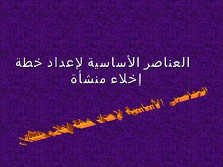 ‫العناصر الساسية لعداد خطة‬
       ‫إخلء منشأة‬
 