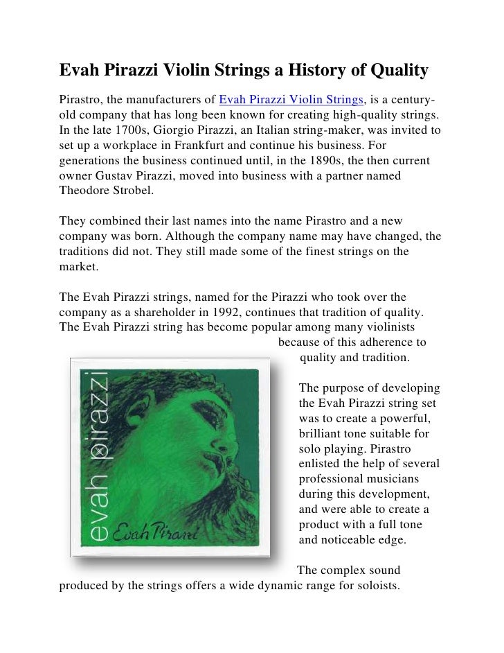 Evah pirazzi violin strings a history of quality
