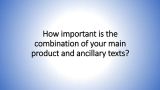 How important is the
combination of your main
product and ancillary texts?
 