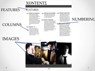 FEATURES
NUMBERING
COLUMNS
IMAGES
 