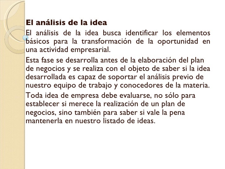 Evaluación de una Idea de Negocios